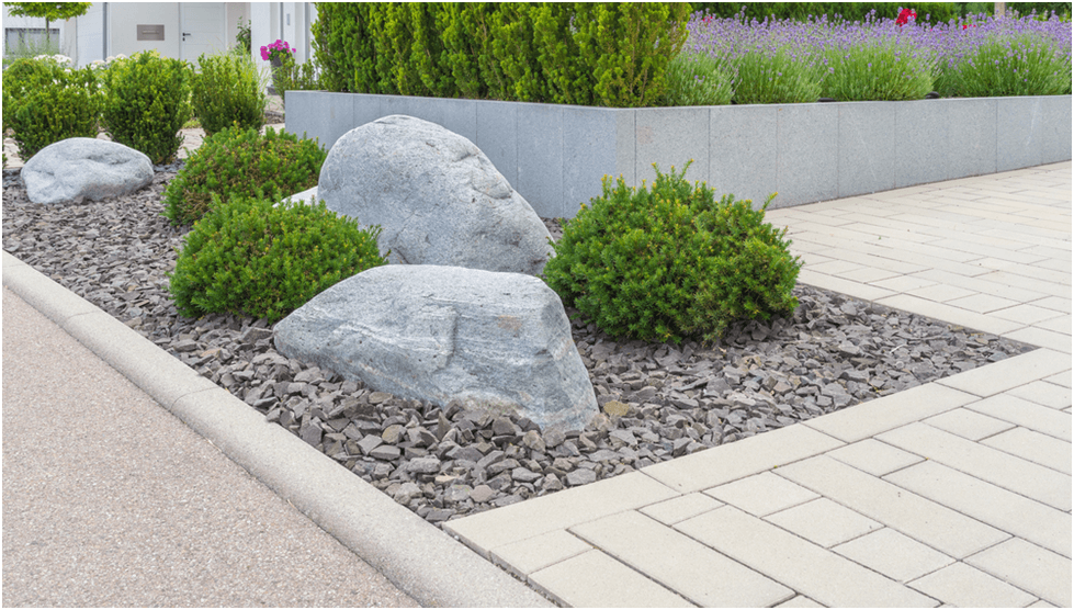 natural rock landscape in the garden